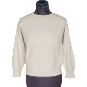 M Angora Sweater Club Monaco Cream Crew Neck NWOT